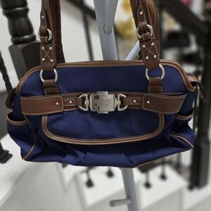 Chaps Navy and Brown Shoulder Bag by Chaps